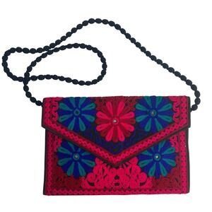Boho Chic Embroidered Clutch Purse Crossbody Bag Beaded Indie Fairy Grunge‎